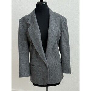 Pendleton Women’s 16 Pure Virgin‎ Wool Gray One Button Blazer USA Made Academia